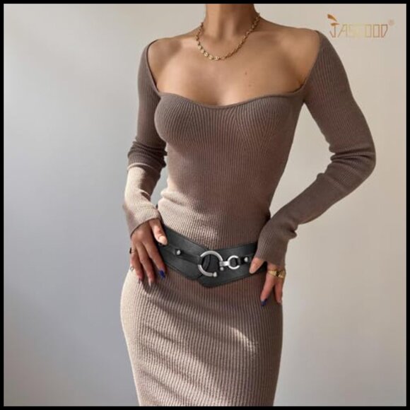 Women\'s Elastic Wide Belt Retro Stretchy Faux Leather Vintage Cinch Belt